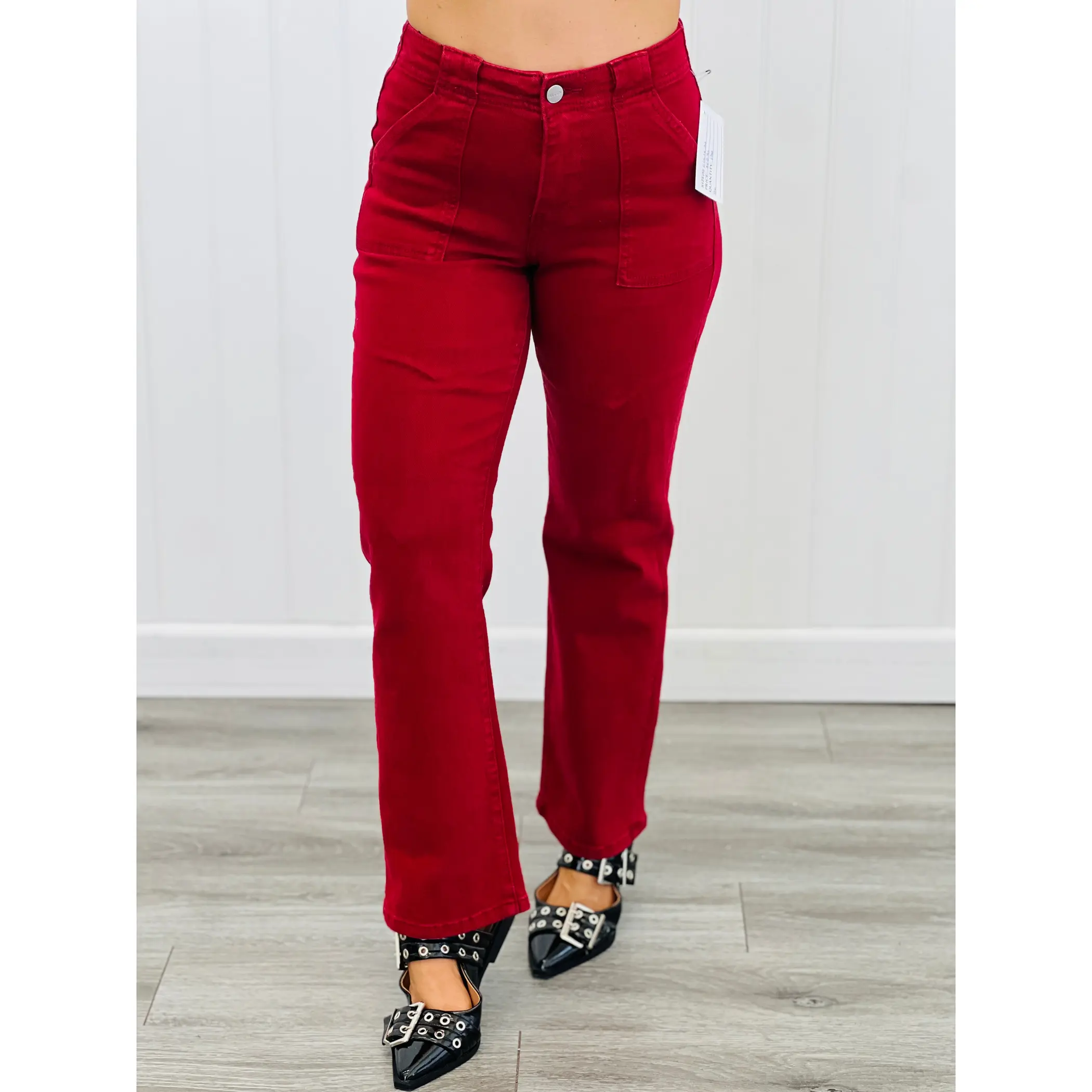Risen Wine-d Down Patch Pockets Pants Jeans (Reg & Plus)