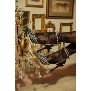 Elina Embellished Ankle Strap Pumps - Black