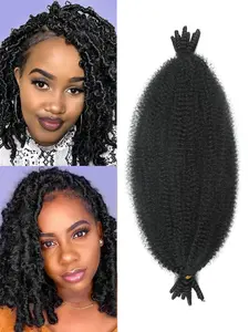 Afro Twist Hair 18 Inch 1 Packs, Springy Afro Twist Hair Pre Fluffed Spring Twist Hair Pre Stretched Wrapping Hair for Soft Locs Hair Extensions