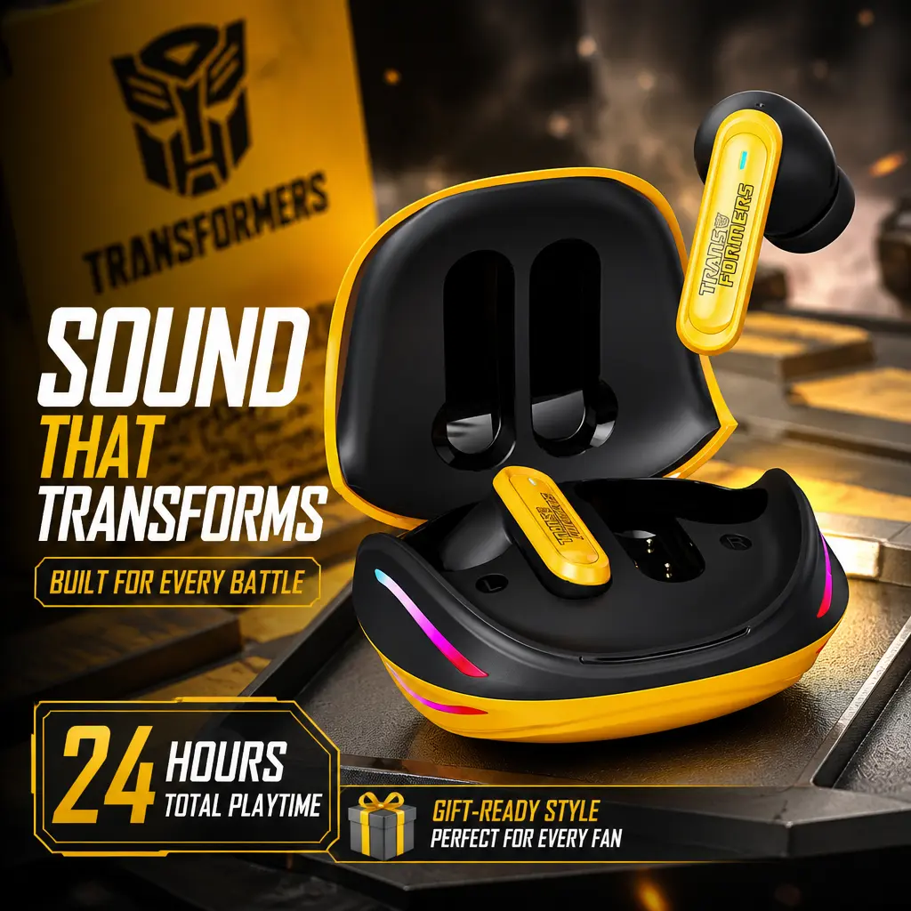 TRANSFORMERS Pro Comfy TWS Bluetooth 6.0 In-Ear Earbuds, 13mm Drivers with ENC Noise Cancellation, Secure Fit for Clear Calls, Music & Gaming, Wireless Headphones for Daily Commute long battery life earbuds
