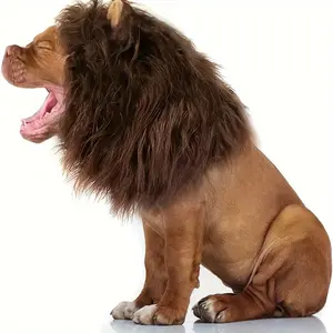 Lion Mane Dog Costume Realistic Simulation Lion Wig Suitable for Medium to Large Dogs Festival Party Cosplay Costume for Large Dogs Soft Comfortable Fitting Pet Apparel Easy to Wear and Take Off Perfect for Holiday Dress Up and Photo Taking Pet Supplies