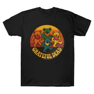 Oversized Vintage Grateful Dead Bears Circle Graphic T-Shirt Streetwear Holiday Wear y2k cotton fashion Streetwear Lover Gift Top Trending