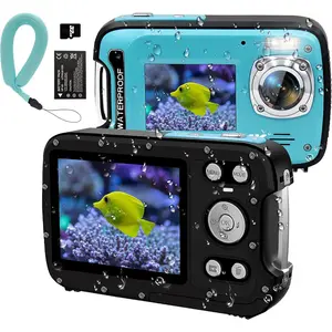 4K Underwater Camera 48MP Autofocus Selfie Dual Screen  Camera with Floating Strap and 32GB Card, 17FT Compact  Digital Camera, Underwater Camera for Snorkeling