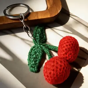 A Cherry Keychain Bag Key Accessory, a  and Cute Keyring to Prevent Key Loss