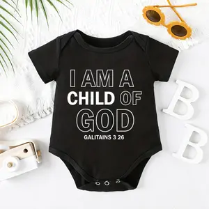 2026 Cute Newborn Baby Bodysuit with i am child of god Print, 100% Cotton Short Sleeve Romper All Seasons, Funny Casual Onesie for Baby Boys Girls, Indoor Outdoor Infant Clothes 0-2T, Perfect Baby Gift