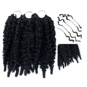 EonVerra 62g/PC Feather Crochet Hair 18inch Burmese Curly Human Hair For Braiding Crochet Hair Extensions for Knotless Braids Pre-Seperated 3 or 4 Bundles for Full Head