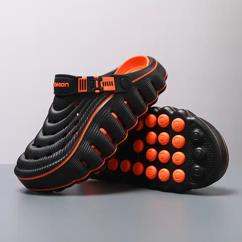 Men's Summer Minimalist Casual Cutout Ankle Slippers - EVA, Non-Slip, Wear-Resistant, Thick-Sole, Height-Increasing, Breathable, Lightweight, Multi-Function Indoor Shoes Suitable for Driving, Back to School