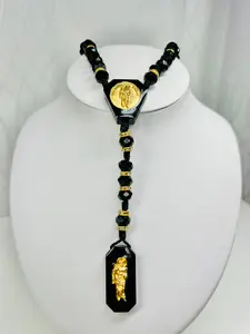 St Jude Rosary Necklace - Black