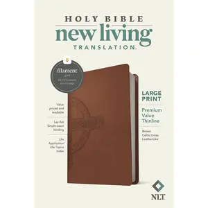 NLT Large Print Premium Value Thinline Bible, Filament Enabled (Leatherlike, Brown Celtic Cross) -- Tyndale - Bible