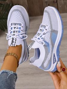 women's fashionable mesh breathable lightweight sneakers, casual comfortable sports running shoes, all-match basic shoes for daily wear