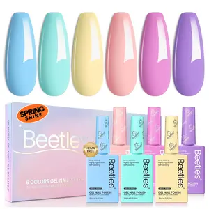Beetles Pastel Gel Polish Set - Fairy Tale Dream 6 Colors Hema-Free 15ML Yellow Pink Blue Purple Nail Colors with UV LED Lamp for Safe Manicure NA710-NA715