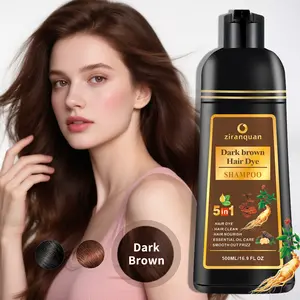 Instant Dark Brown Hair Color Shampoo | 5-in-1 Frizz Control | Ammonia-Free Root Touch-Up, 30-Min Gray Gone, Long-lasting, At-Home Use, 500ml Haircare hair dye