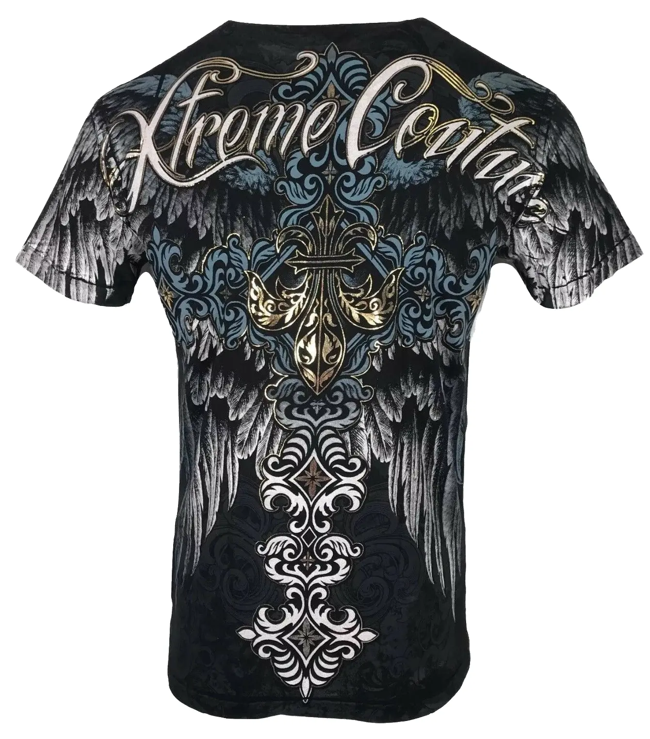 Xtreme Couture By Affliction Men's Casual Cotton T-Shirt - Short-Sleeve, Round Neck, Sinners Tattoo Biker Streetwear Top