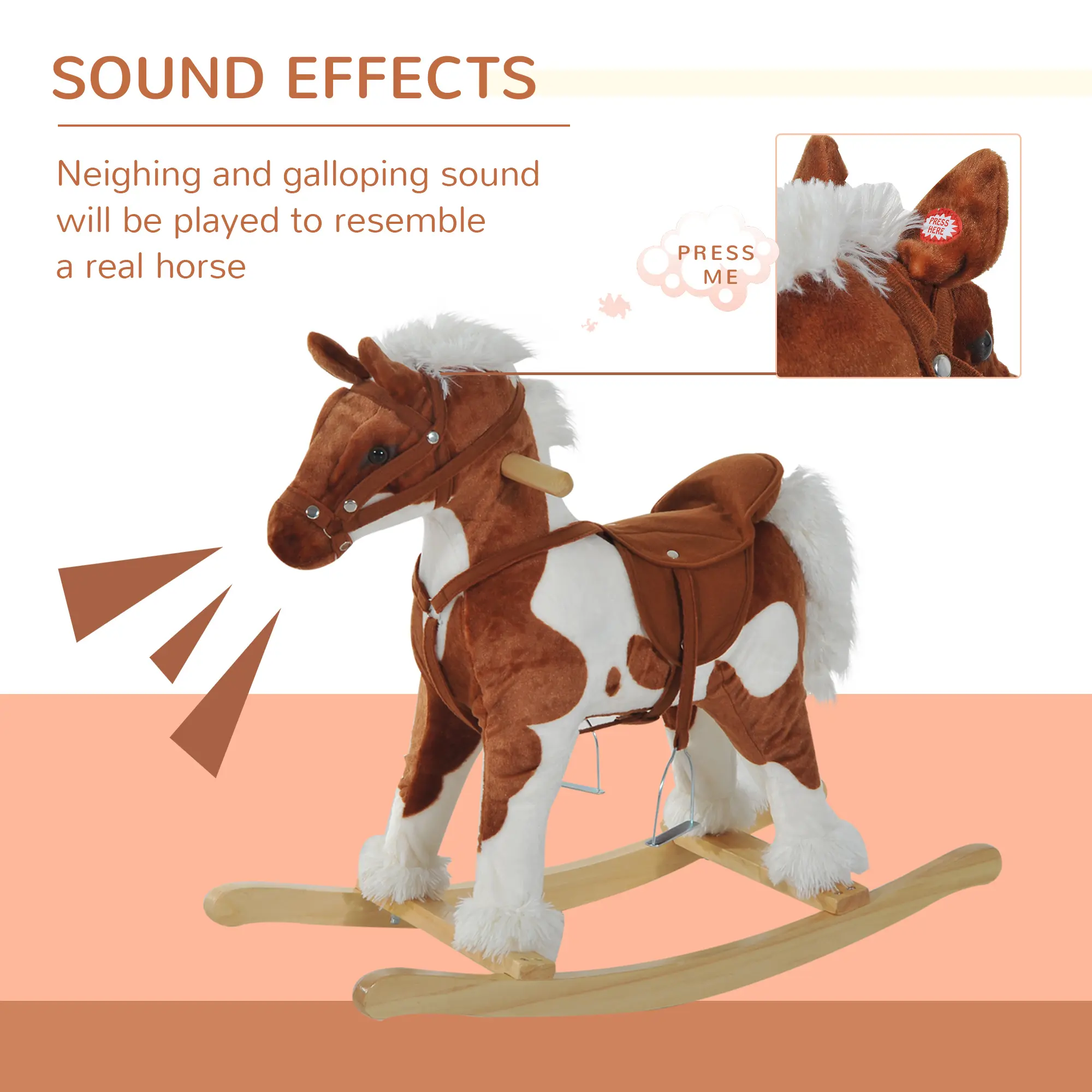 Qaba Kids Rocking Horse Ride on Plush Toy, Traditional Design Children Rocking Horse Chair Toy for Boys and Girls Qaba Kids Rocking Horse Ride on Plush Toy, Traditional Design Children Rocking Horse Chair Toy for Boys and Girls