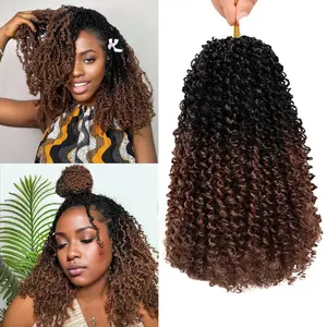 Yanky Twist Crochet Hair for black women 10 Inch 8 Packs 30 Stands/Pc,Pre-looped Fluffy Spring Mini Twist Passion Twist Black Ombre Brown Synthetic Crochet Braids Br
