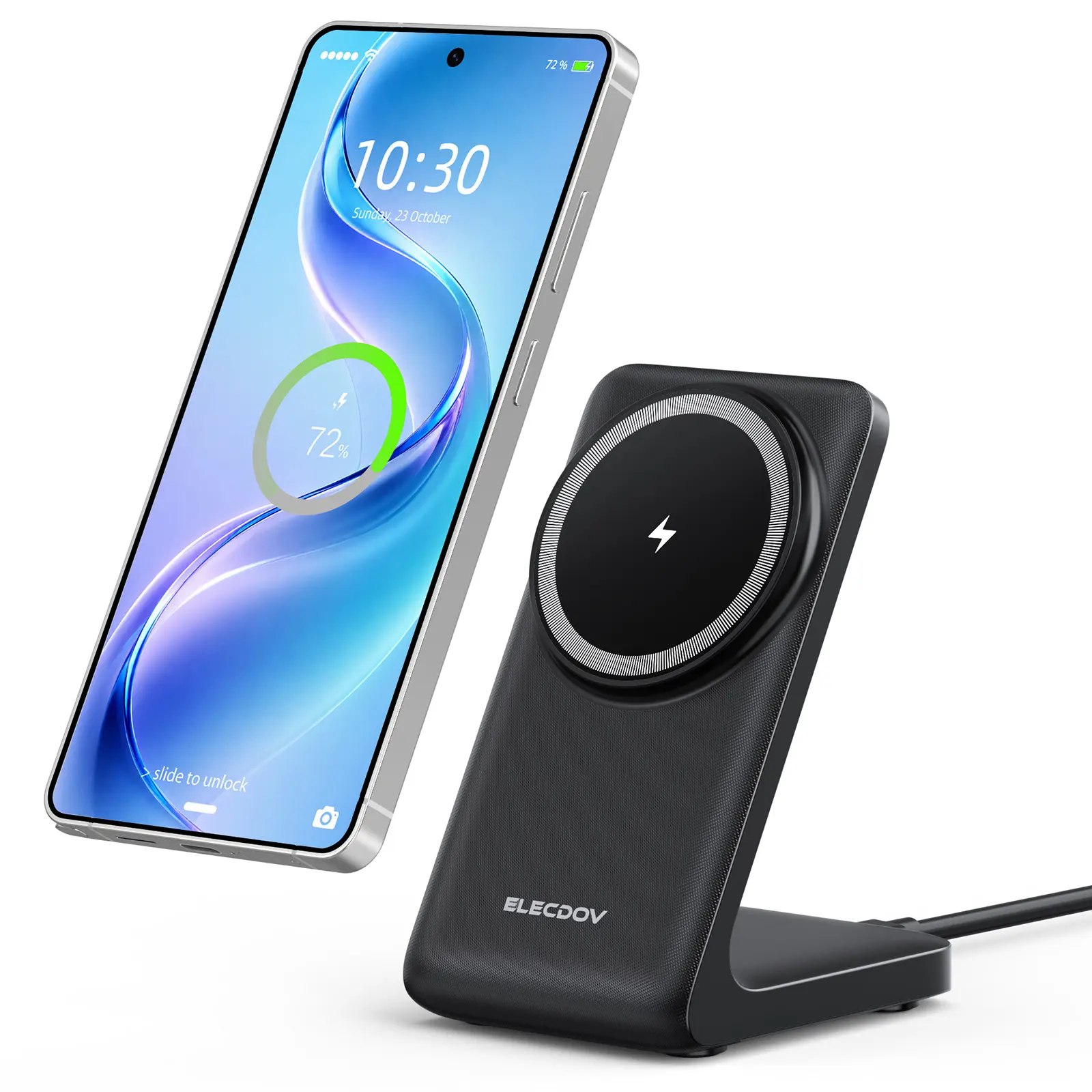 Super-fast 25W high-power multifunctional wireless charging station; supports Apple, Samsung, and Android devices; compatible with iPhone 18/17/16/15/14/13/12/10/9/8; doubles as a stand; ideal for nightstands and desks.ce22