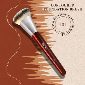BK 101 Contoured Foundation Brush - Ultra-Soft Vegan Fiber Brush for Powder, Liquid or Cream Foundation, Soft Fiber Wool for All Skin Types