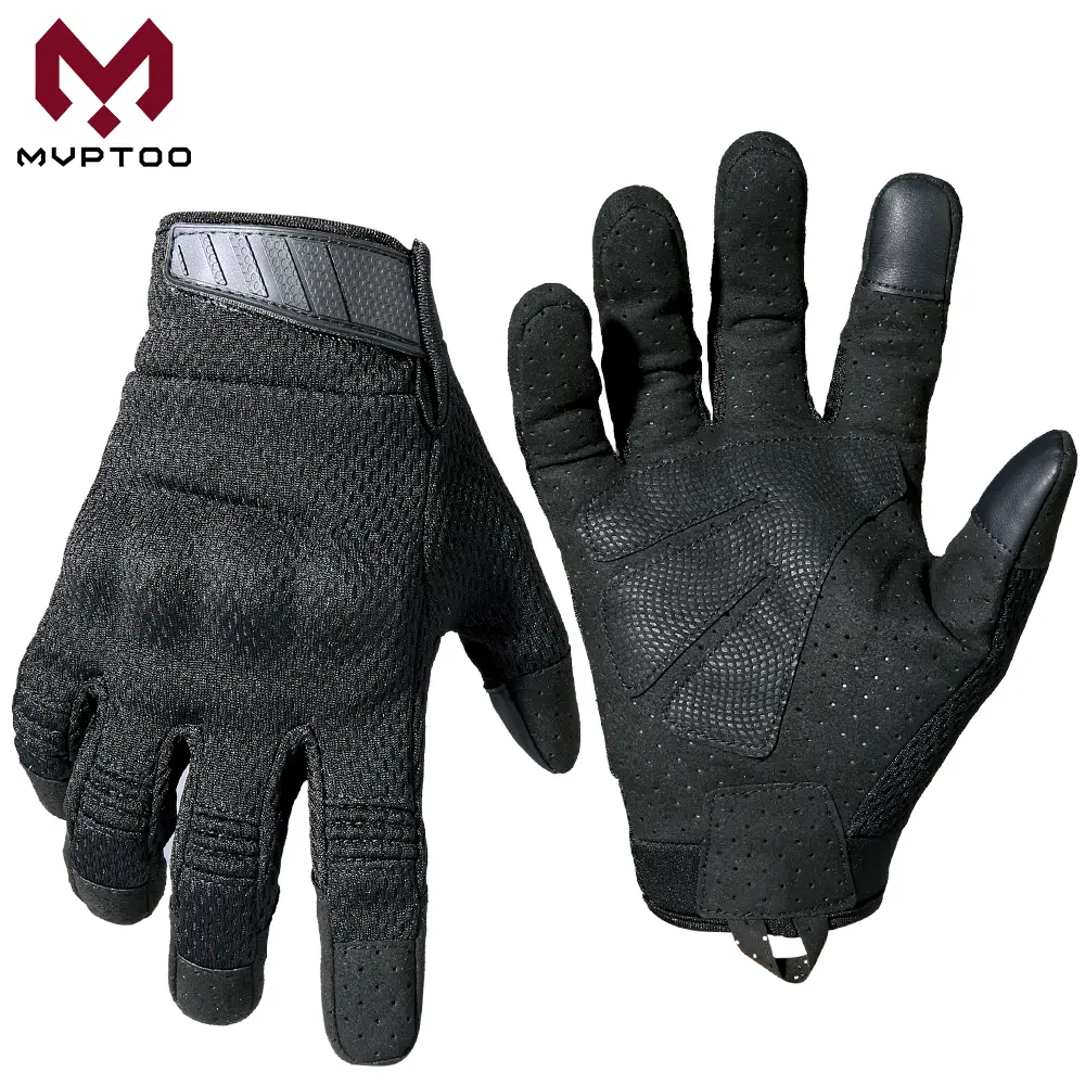 MVPTOO Premium Tactical Gloves, Full Finger Breathable Mesh Gloves with Hard Knuckle Protection, Non-Slip & Touchscreen for Working & Cycling, S