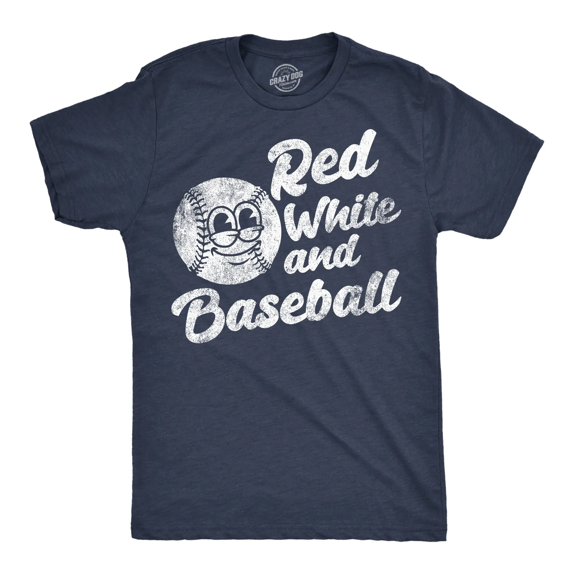 Mens Funny T Shirts Red White and Baseball Sarcastic Fourth Of July Graphic Novelty Tee for Men Mens Funny T Shirts Cool Vintage Fashion T-Shirt Gift Classic Menswear Patriotic Apparel for Men Funny Baseball Navy - Red
