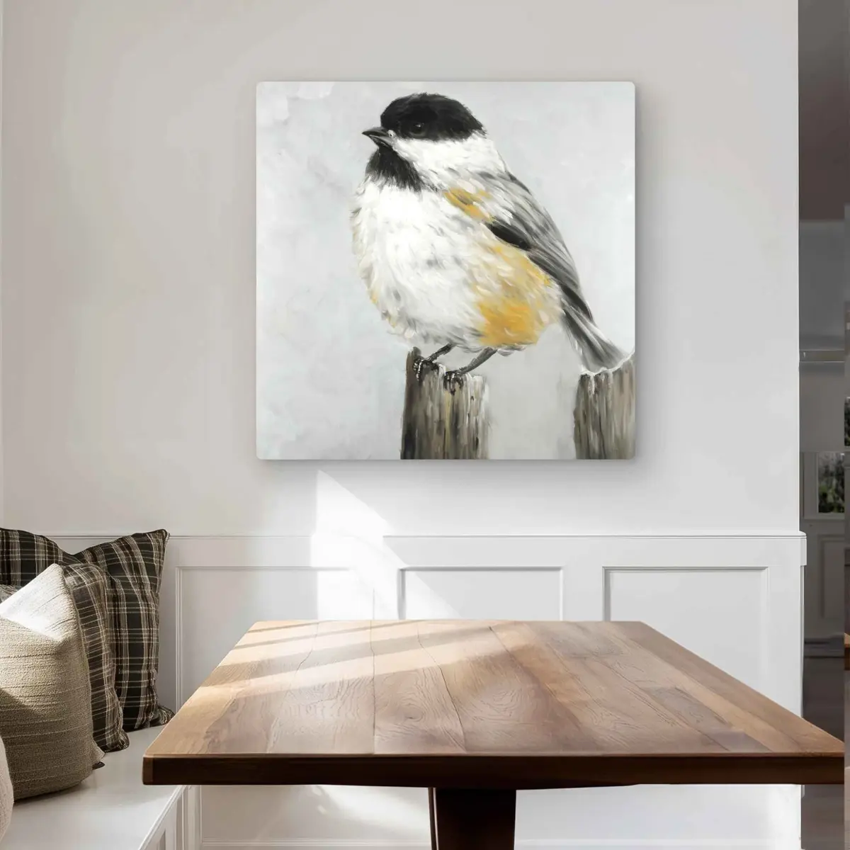 Begin Home Decor C1MP3232YS48U0 32 x 32 in. Coal Tit Bird - Contemporary Metal Print Wall Art for Home Decor