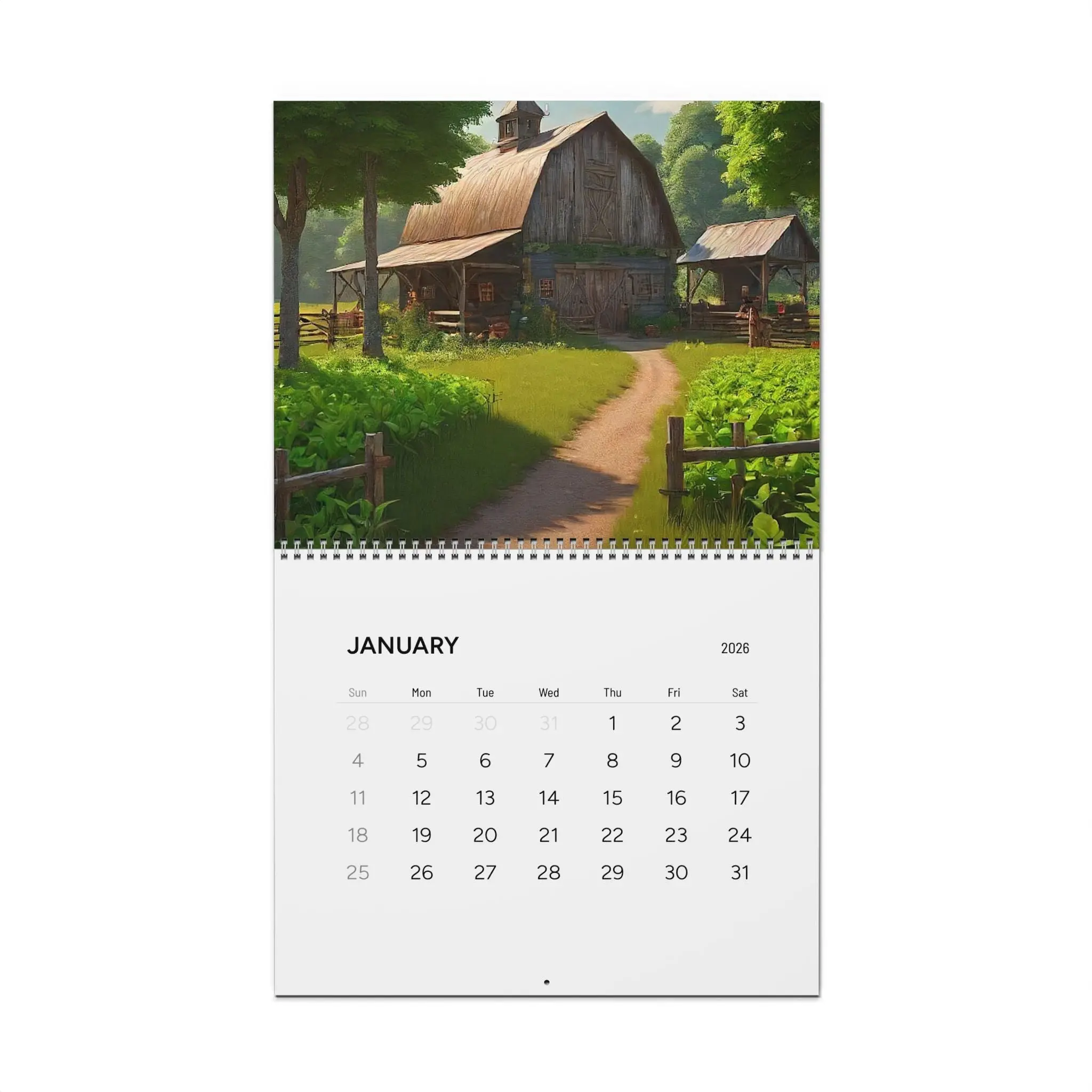 2026 Minimal Wall Calendar — Clean Monthly Grid Calendar for Home & Office
