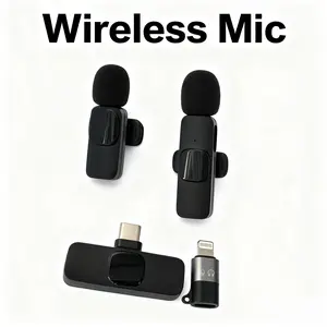 Wireless Mini Microphone for iPhone 7-14 iPad, 2 Pack Lavalier Microphone Plug-Play Lapel Clip-on Mic for Recording, Live Streaming, Podcast, Facebook, YouTube, Vlog