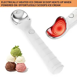 Electric heating ice cream scoop, IPX7 waterproof rating, 2000mAh battery, with USB charging cable, rechargeable ice cream scoop, specially designed for hard ice cream, perfect companion for parties, birthdays, and gatherings