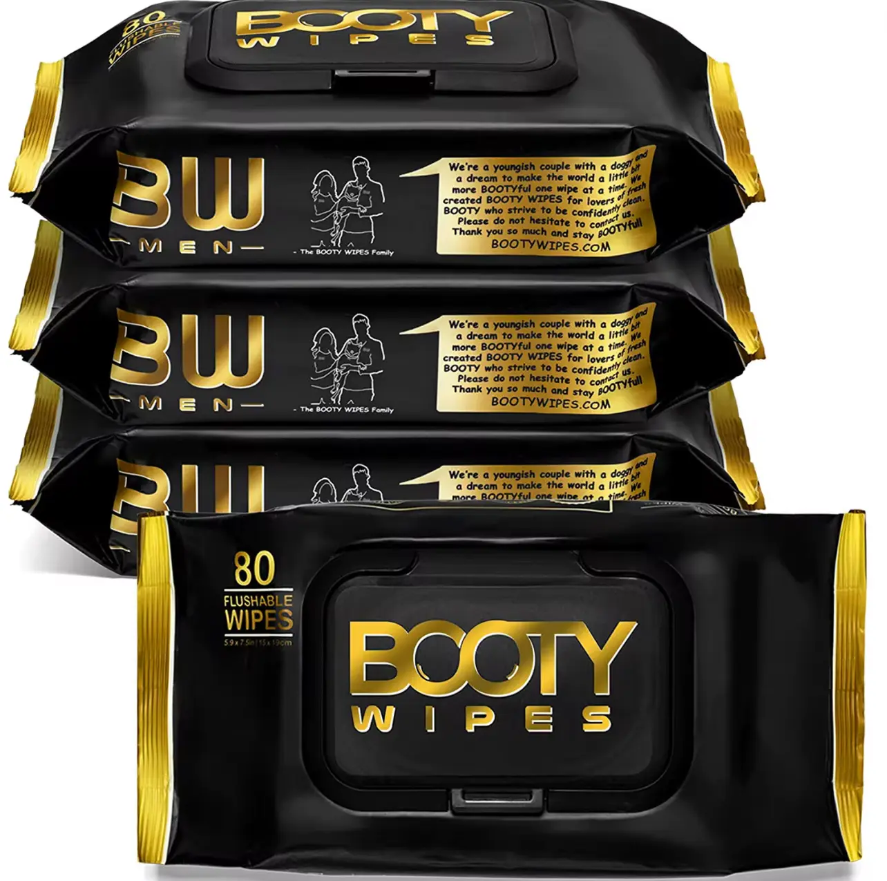 Booty Wipes - 80 Thickened Natural Flushable Wipes for Babies Adults Cleaning Products