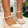 Women's Wedge Sandals, Boho Style Wedge, Closed Toe Casual Shoes, Hollow Cross Strap Design, Strappy Heels, Rubber, Soft, Stylish, Elegant, Perfect for Beach Parties or Vacation Wear, Wedge Heeled Sandals
