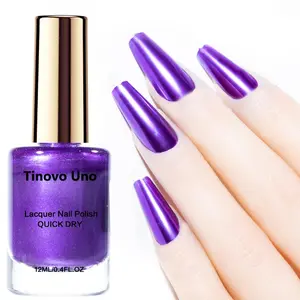 12ML Romantic Metallic Lavender, Natural Air Dry Nail Art Polish, Long-lasting Shine Nail Art & Nail Polish for Women & Girls, Nail Polish Chrome Finish