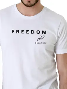 Freedom Charlie Kirk T-Shirt, Unisex Casual Patterned Top, Comfortable Fashion Design, Daily Wear, Ideal Gift for Fans, Casual Clothing, Long, Fitted