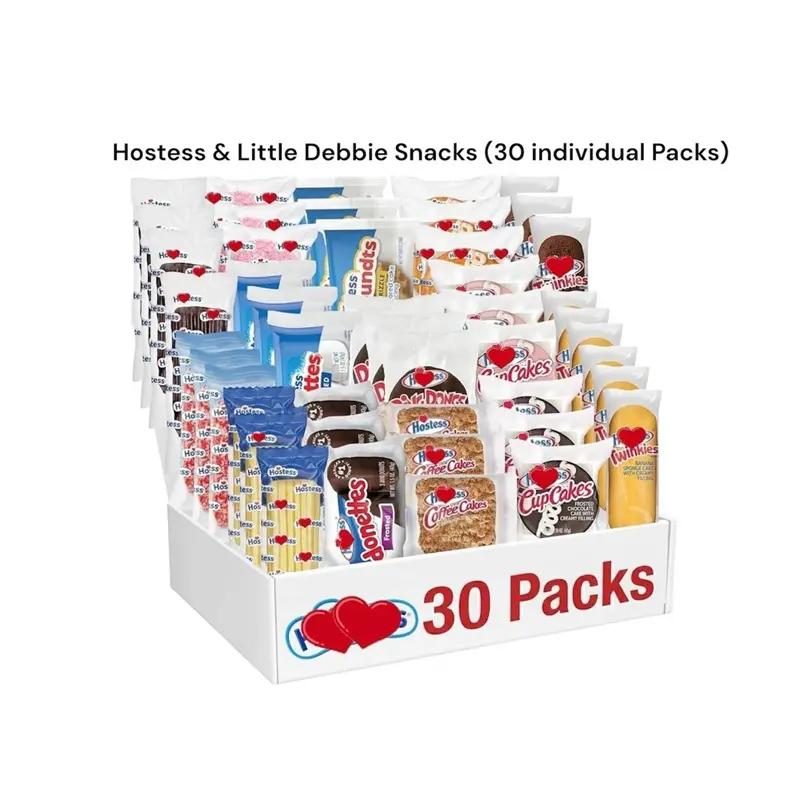 Hostess & Little Debbie Assorted Cake Individually Wrap 30 Single Cakes- Mini Cakes Variety Box- Flavors will Vary