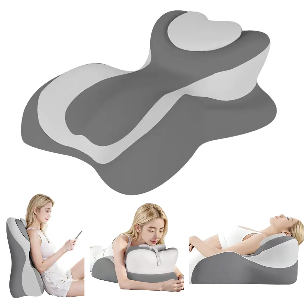 Ergonomic Heart-Shaped Memory Foam Breast Support Bolster Pillow - Lightweight, Cute Look, Soft Fabric, Pressure-Relieving Sleep Cushion for Bedroom/Sofa