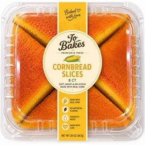 JO BAKES Cornbread Snack - Golden, Moist Slices, 8ct Sweet Pastry