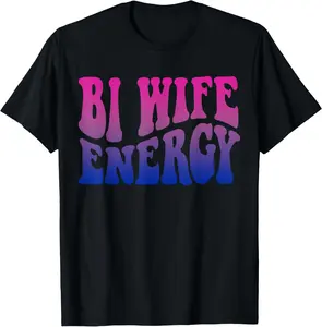 100% Cotton Bi Wife Energy Bisexual Pride Bisexual Flag Retro Vintage T-Shirt