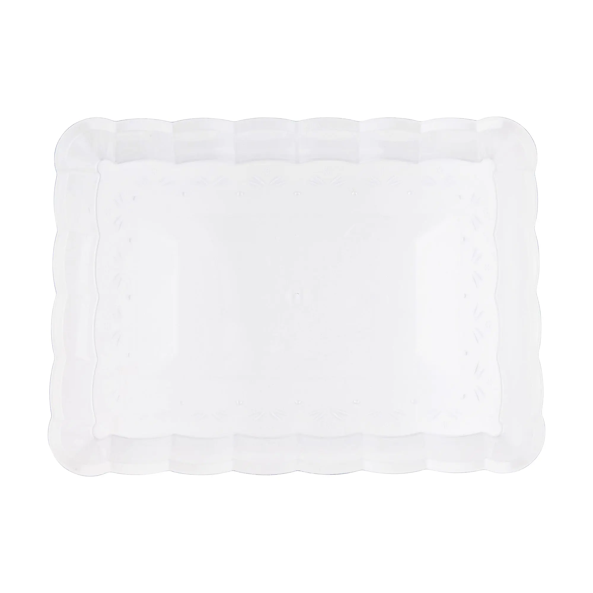 9" x 13" Clear Rectangular with Groove Rim Plastic Serving Trays