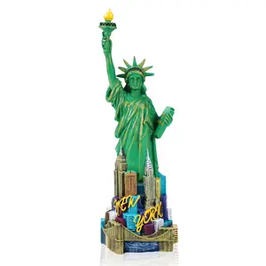 Statue of Liberty Replica Statue w/ Manhattan Skyline & Bridge Base
