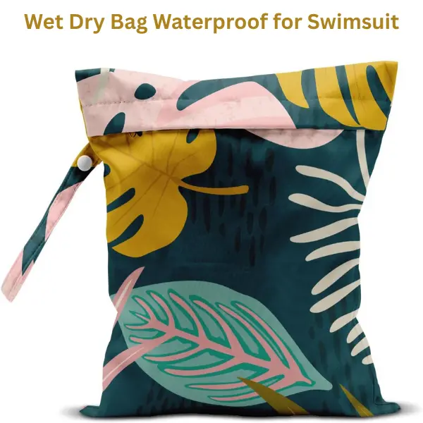 Wet Dry Bag Waterproof for Swimsuit, Beach, Pool, Travel, Diapers, Gym Clothes, Makeup, Tropical Palm Leaves Summer Gift