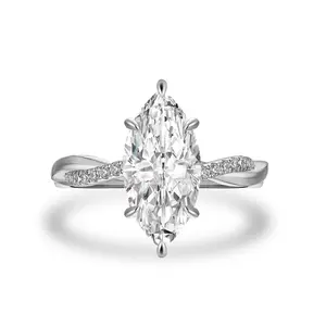 MAXINEJEWELRY 3.0Ct Marquise Cut Lab-Created Synthetic Moissanite Bridal Engagement Ring - Women's Moissanite Ring Jewelry for Proposal, Wedding, Daily Wear, Certified Moissanite Ring