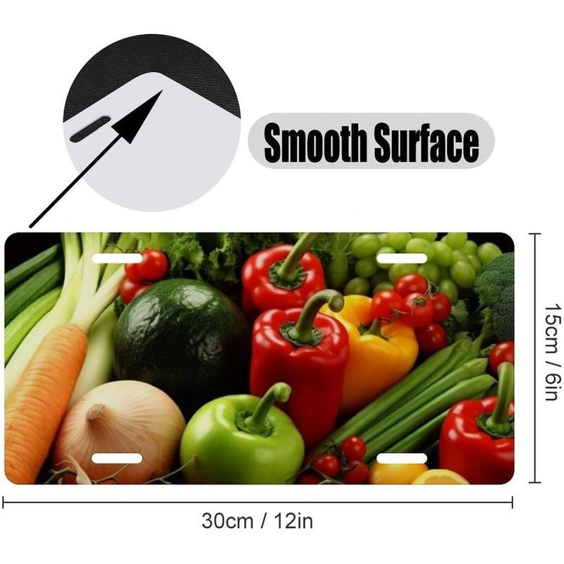 Fresh Vegetables Fruits Universal Aluminum License Plate Frames for Women - 6x12 Inches, Rustproof, Personalized License Plate Cover with 4 Holes