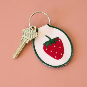 Strawberry Embroidered Keychain