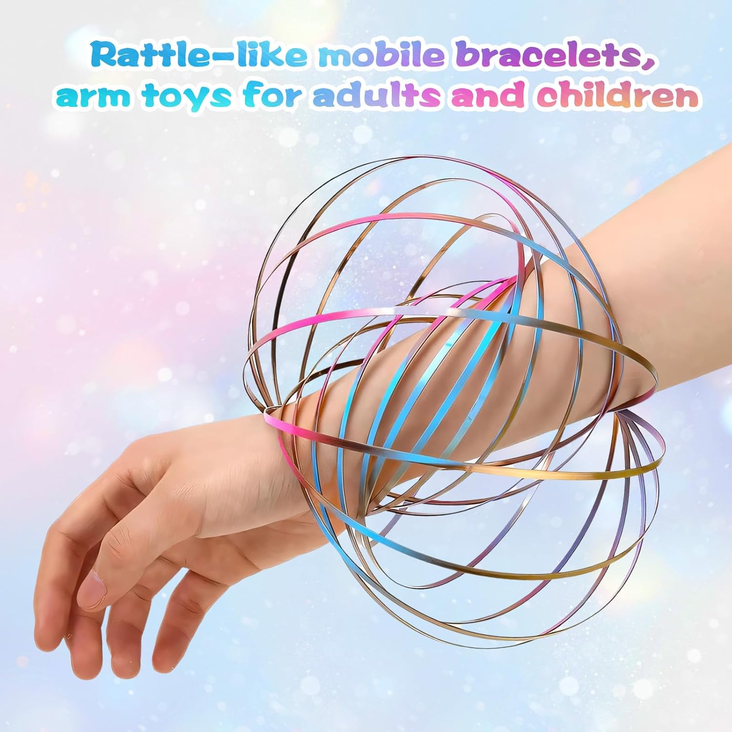 Flow Ring Spinner Arm Toy, 5.1" Colorful Changing Fidget Flow Toy Infinity Loop Hand Rings Stress Relief & Fun Flow Toys for Kids and Adults