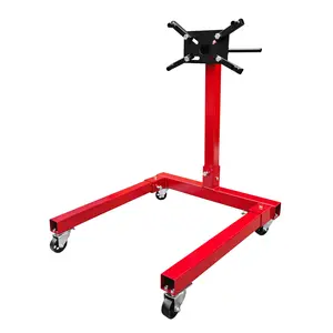 Hardware 1250lbs Engine Stand, Heavy-Duty Steel Engine Motor Stand with 360-degree Rotating Head, 4 Casters, 4 Adjustable Arms, for Vehicle Maintenance, Auto Repair, Red
