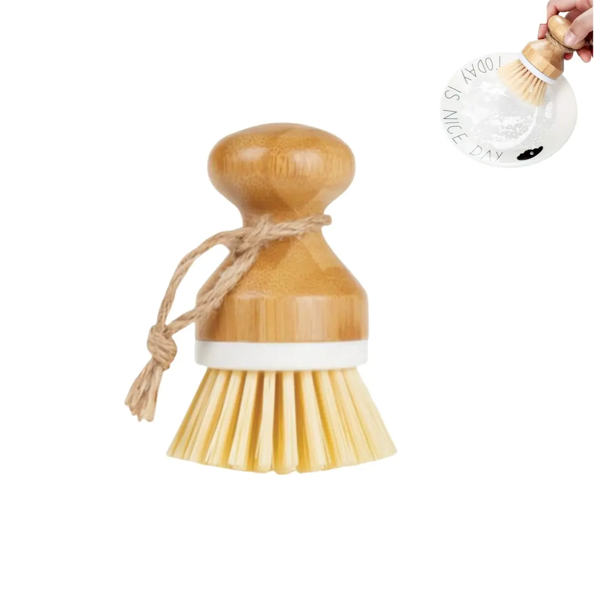 1 Piece Set Mini Natural Bamboo Dishwashing Brush Kitchen Cleaning Brush Durable Household Pot Brush Kitchen Sink Cleaning Brush