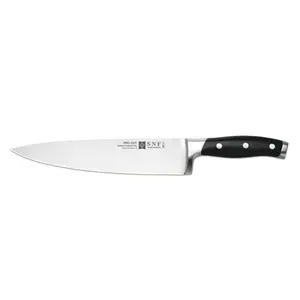 SNFSchneidteufel Pro Cut Forged 8 Inch Chef - X50CrMoV15 Stainless Steel Chefs with Black Ergonomic Handle - 8" inch Chef - Ideal Kitchen Gadgets and Essentials Meat Steak Knives