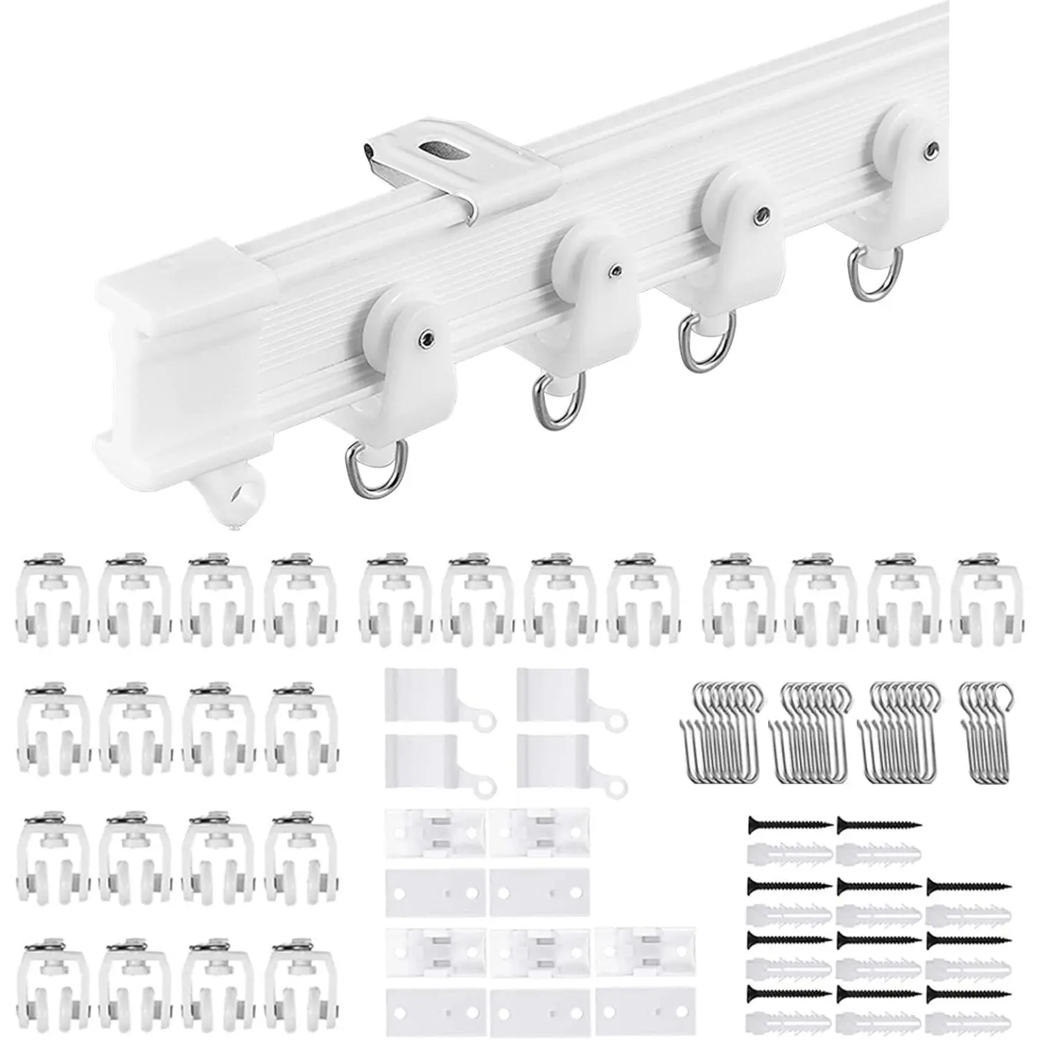 Flexible Ceiling Curtain Track | 9.8 ft (3 m) Curved Curtain Rail with Mute Rollers | Bendable Mount for Shower Bay Window RV Room Divider
