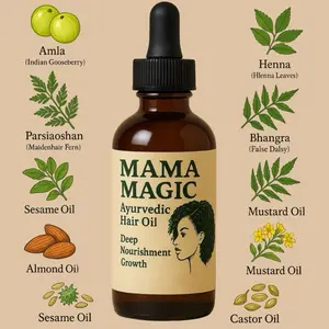 Mama Magic Ayurvedic Hair Oil - Natural Hair Growth Formula for Deep Nourishment & Growth - 55ml Bottle Remedy Oil Treatment