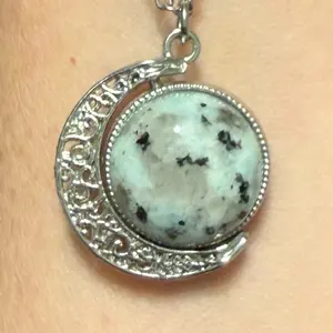 Double sided Reversible Necklace with Kiwi Jasper and Snowflake Obsidian natural gemstones #handcrafted