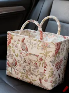 Floral Print Storage Basket, Collapsible Storage Baskets, Foldable Fabric Organizer, Portable Underwear and Miscellaneous Holder, Home Organization for Kitchen Bathroom Bedroom Office