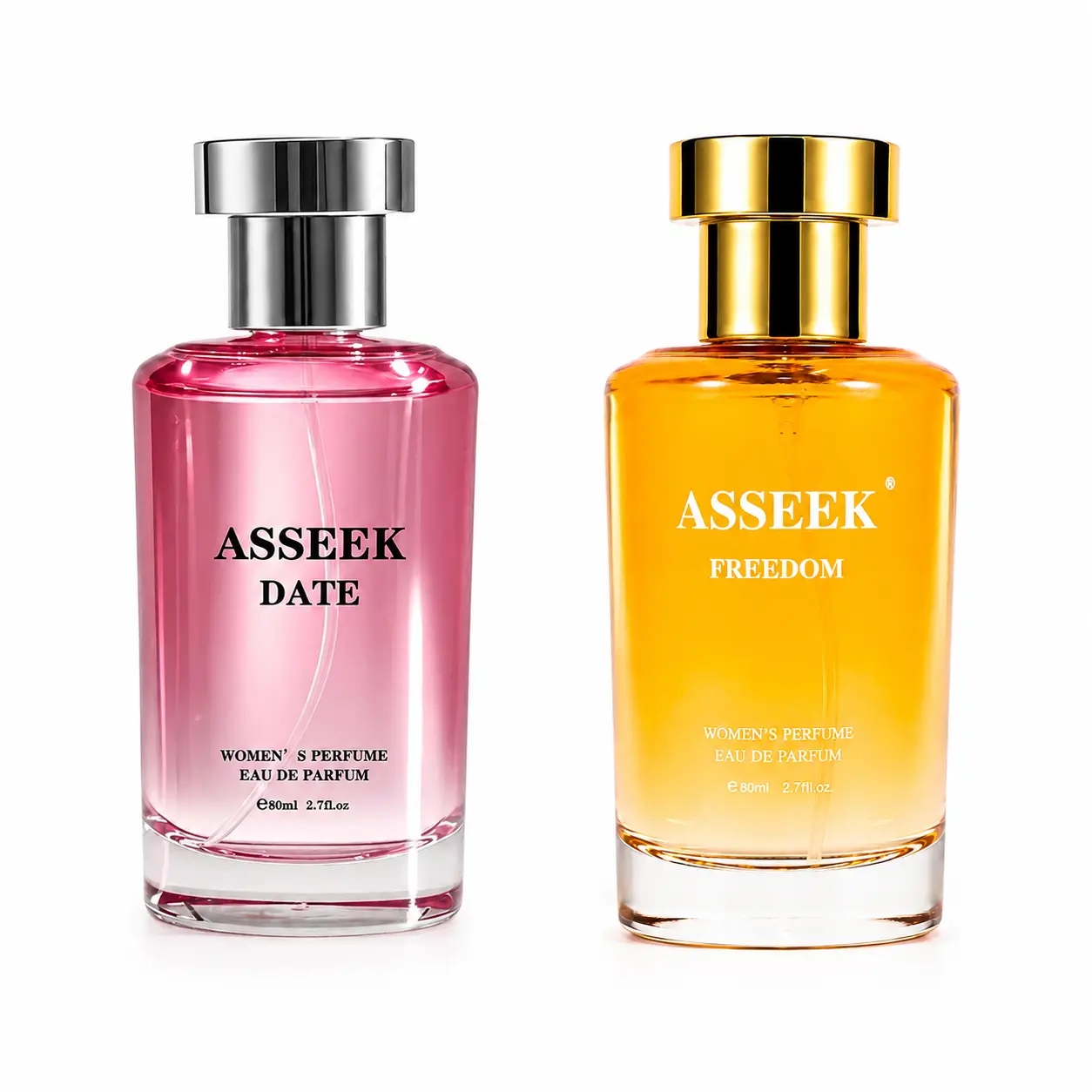 ASSEEK Women’s Perfume Set | 2x80ml Eau de Parfum | DATE & FREEDOM | Vanilla Caramel Floral & Fresh Apple Aquatic Scents | Long Lasting Fragrance